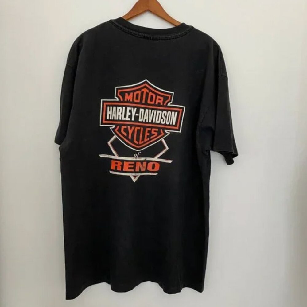 VINTAGE 90S HARLEY DAVIDSON POCKET GRAPHIC T-SHIRT SIZE XL